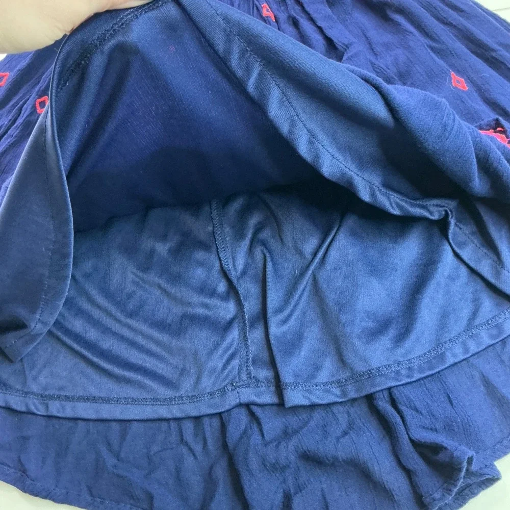 Sapna Kids Navy Blue Embroidered Sun Dress Girls Sz 8 Neon Pink Boho Adjustable